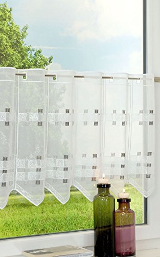 Scheibengardine von LYSEL® - Karo " (Bx H) 96cm * 60cm" grau