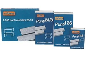 NIKOFFICE Punti Cucitrice Metallici passo 126 24/6 per spillatrice grande alti spessori