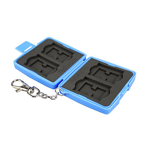Flashwoife Turtle-SD4 staubabweisende Speicherkarten Etui Schutzbox für 4 Stück SDHC Cards Case in blau - 4
