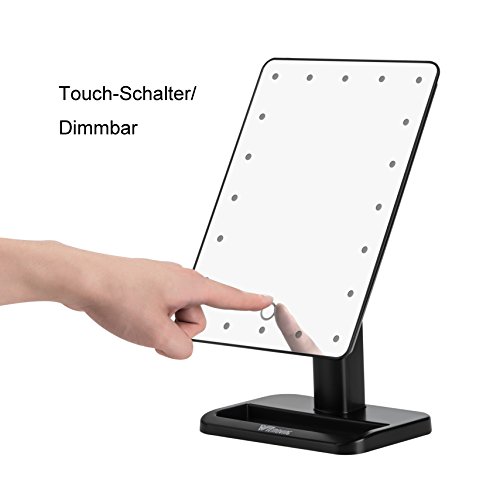 Witmoving Schminkspiegel Mit Einer Sehr Hochwertigen Touch Button,Es Sind 20 LED -Leuchten Verbaut Zusätzlich Mit Einem Verstellbarem Stand Fuß Für Verschieden Oberflächen Und Räume Wie Badezimmer, Schlafzimmer, Wohnzimmer, Ideal Auch Für Reisen Oder Bartrasuren - 5