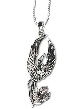 Anhänger Phoenix Phoenixanhänger Zirkonia Feuervogel aus 925er Silber Schmuck mit Kette Halskette Silberkette...