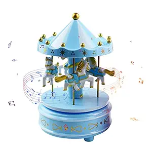 Homgee Carousel Music Box 4-Horse Rotating Baby Musical Toy Christmas Gifts Birt ay Presents for Girls Kids Children Daughter Friends