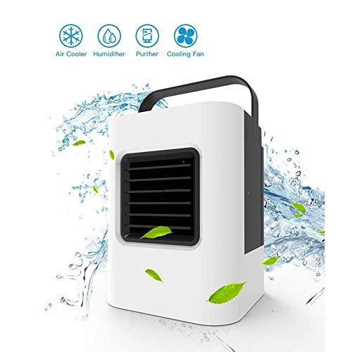 Preisvergleich Produktbild JinShang Cooling Persönlicher Weltraum luftkühler, tragbarer USB Klimaanlagen Ventilator, Geräuschloser Verdunstungs Luftbefeuchter, Kein Durchsickern, für Zimmer, Büro, Desktop, Nachttisch,Black