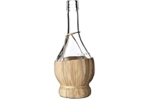 GRUPPO VETRO SOMMA Fiasco Di Vetro Rivestito In Paglia Specifico Per La Conservazione Di Vini. Realizzato In Vetro Adatto Per Prodotti Alimentari. Imboccatura 'Tappo Sughero'. Colore Bianco.