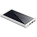 Produktbild QIND Solar Power Bank, Ultra dünne Portable Handy Akku Ladegerät mit Dual Eingang, LED Lightning Solar Power Bank für iPhone, Samsung Galaxy Smart Phone, Silber, Free Size