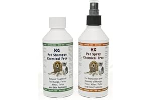 NATURAL ENZYMES KG Wash & Go No Rinse Pet Shampoo 250ml & Spray 250ml. Rids & Protects from Mange, Fleas, Ticks, Mites & Itchy Skin Problems, Promotes Hair Re-Growth. SLS, Paraben, Pesticide & Chemical Free