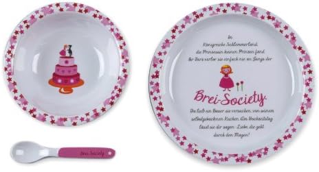 Kjomizo Coffret vaisselle en mélamine décorée d'une histoire drôle pour enfant Assiette Bol et Cuillère Livrés dans un coffret cadeau