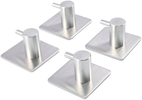 HGHMLIFE 4 Pack Adhesive Hooks,Heavy Duty 3M Hooks Stainless Steel Waterproof Wall Hooks-4 Pack