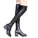 Produktbild Damen Schuhe Dasongff Damen Stiefel Mode Leder Overknee Schlupfstiefel Frauen Boots Schnalle Square Schuhe Toe Elastic Stretch Starke Ferse Langschaft Stiefel (RU/EU/CN 39, Schwarz)