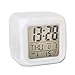Produktbild AGEG Farben Wechselnder Kubischer Wecker Digitale Uhr mit variablen Farben LED Anzeige und Thermometer Temperatur und Kalender Anzeige 7 Farben Kaltes Licht für Familie Büro