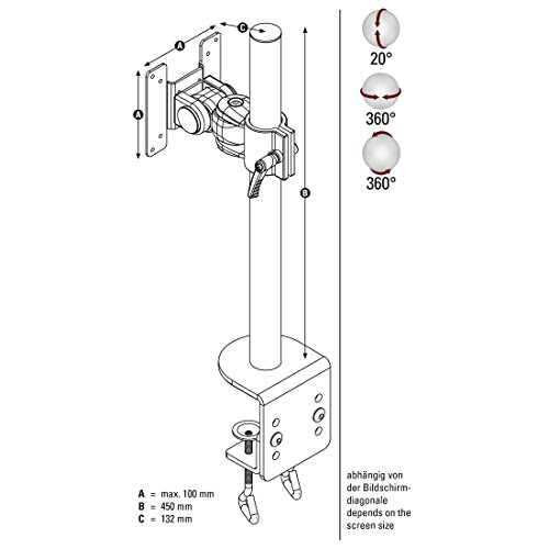 Hama Monitorhalterung Rotation (ergonomisch, stufenlos, höhenverstellbar, 2 Gelenke, neigbar, schwenkbar 360 Grad, Monitor bis zu 10kg, VESA 75×75, 100×100) Tischhalterung schwarz - 5