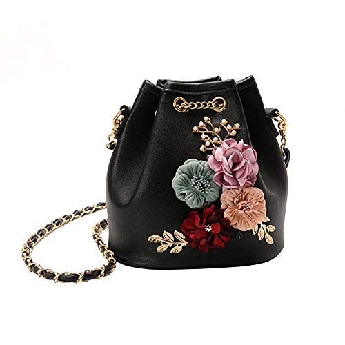 Preisvergleich Produktbild Blumenmuster-Kordelzugbeutel Eimer-Stil einzelne Schulter Crossbody-Tasche