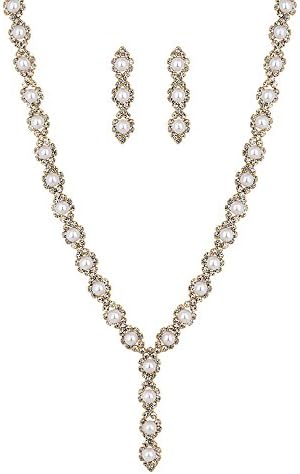 Pearl y drop necklace and earring set