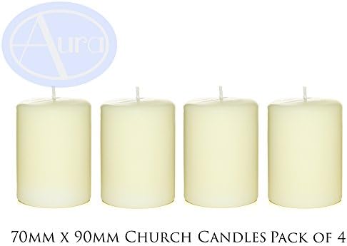 PACK of 4 - Ivory Church Candles (70mm x 90mm)