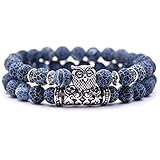 Bracelet Chouette - Deux Bracelets en Perles Naturelle avec amulette tête de Chouette - Bracelets Porte Bonheur