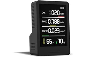 XOOPON 5-in-1 Luftqualitätsmonitor: Präzise CO2, HCHO (Formaldehyd) & TVOC-Prüfung, Temperatur- und Luftfeuchtigkeitsmessung. Kompakt, tragbar. EIN Muss für den privaten Hausgebrauch (Black)