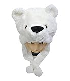 DELEY Unisex Frauen Mädchen Kinder Winter Warm Plüsch Tier Ohrenschützer Hüte Mützen Weihnachten Halloween Kostüm Geschenk Eisbär - 