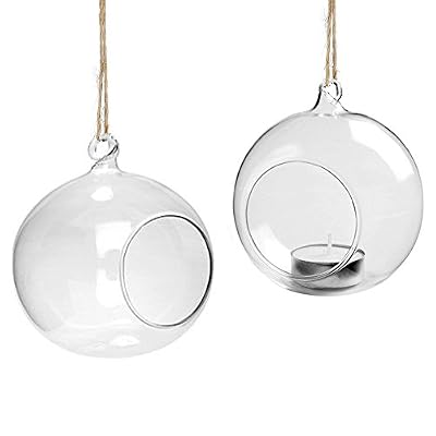 youseexmas Photophore Boule en Verre Suspendre Vase Boules Transparentes Terrarium Pour Plantes Fleurs Diamètre 8cm Lot de 4