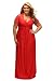 Produktbild LETSDO Lace Yoke Ruched Twist mit Hoher Taille Plus Größe Kleid (XXXL Größe Kann Nur die Größentabelle Folgen, Rot)