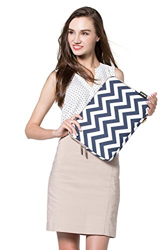 MOSISO Chevron Segeltuchstoff Hülle Sleeve Tasche für 15-15,6 Zoll MacBooks, Laptops mit Bonus-Tasche Farbe: Blau - 5