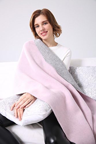 Women's 100% Cashmere Super Soft and Warm Scarf Pure Pashmina Thick Winter Wraps Shawls with Tassels Great Gifts Pink&amp;Grey