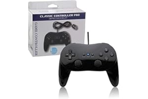 TheMax Wired Classic Controller Pro Compatible for Nentendo Wii Remote Console Classic Pro Controller Console Gamepad Joystick in Black