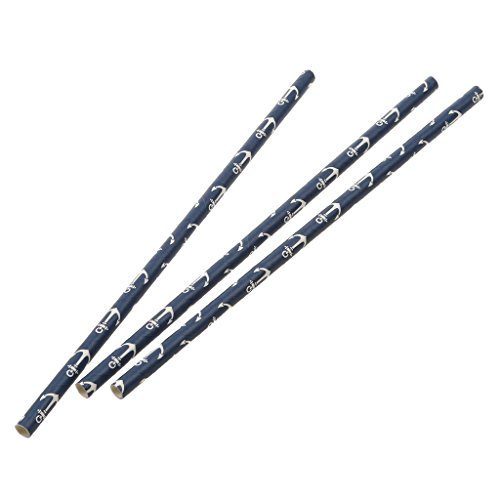 MagiDeal Papier-Strohhalme - Schmal Trinkhalme ideal für Cocktail, Smoothie etc. - Anker Muster - 19.5cm - 25er Set