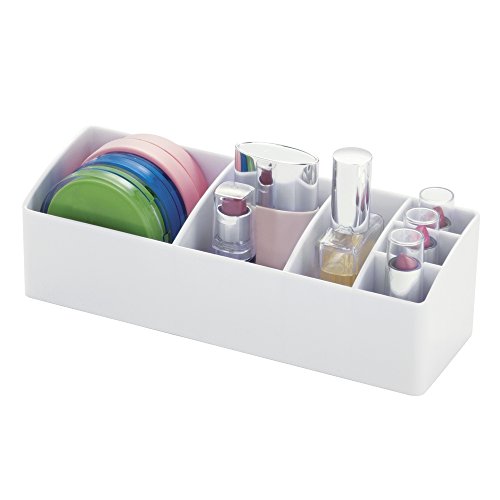 mDesign Badorganizer – für die Aufbewahrung von Kosmetika, Medikamenten und Wattestäbchen – praktischer Behälter – weiß - 2