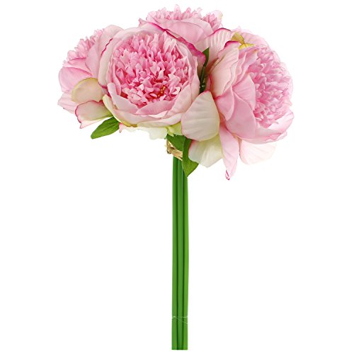 SOLEDI nordische Stil Pfingstrose Kunstblume Blumenstrauß Blumen-Bouquet Bridal Bouquet Blume Hochzeit Home Party Dekoration 5 Köpfe jedes Bouquet (Dunkelrosa) - 5