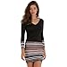 Produktbild Damen Kleider, GJKK Damen Elegant Patchwork Striped Maxi Boho V-Ausschnitt Langarm Kurz Kleid T-Shirt Kleid Kleid Abend Party Kleid Partykleider Cocktailkleider Abendkleid (Schwarz, M)