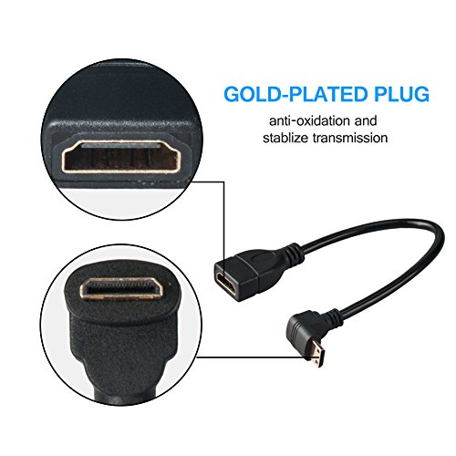 Mini HDMI zu HDMI Kabel, VANDESAIL Rechtwinklig (90 und 270 Grad) Mini HDMI Adapter Stecker auf Buchse 1080P Konverter Vergoldeter Stecker - 4