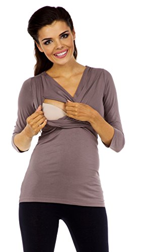 Zeta Ville - Women's Maternity Nursing T Shirt Top Tee - Sizes S-4XL - 618c (Cappuccino, UK 18/20)