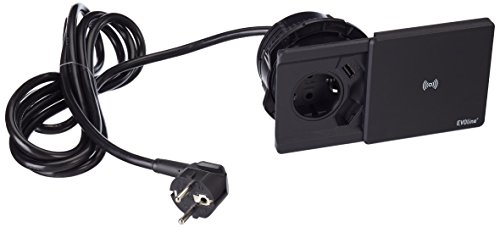 Schulte 1592 7000 0600 EVOline Square 80 Schuko mit USB QI-Charger, schwarz