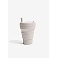STOJO On-The-Go Biggie Collapsible Coffee Cup with Lid - 16oz / 473ml - Reusable & Foldable Silicone Travel Mug - Portable, Pocket Size - Dishwasher Safe - Oat