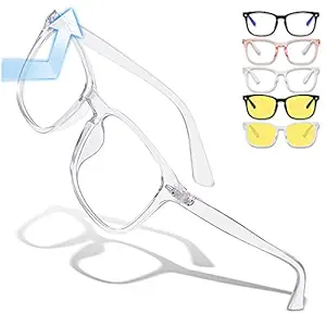 Kalevel Blue Light Blocking Glasses for Women Men Zero Power Stylish Transparent for Laptop Mobile Computer Reading (Clear)