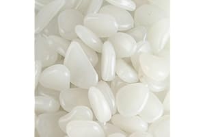 MOCNT 300Pcs White Glow in the Dark Pebbles Rock Luminous Cobblestones Glowing Pebbles Stones Garden Decor for Home Walkway Aquarium Fish Tank Decoration 17-13mm