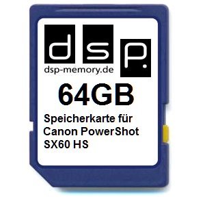 DSP Memory Z-4051557435896 64GB Speicherkarte für Canon PowerShot SX60 HS
