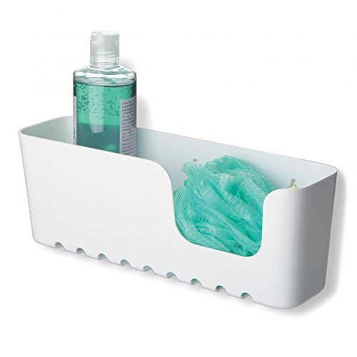 Duschregal Kunstoff von SANIXA Duschablage ohne Bohren mit Saugnäpfen Duschkorb Wannenablage Stabile Ausführung 30 cm Badregal Badablage ohne Bohren mit starken Saugnäpfen weiß Ablage Dusche Badewanne - 2