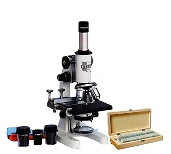ESAW MM-02 2500x Student Compound Medical Microscope for Kids with 50 Prepared Slides and LED Light, 50 Blank Slides and Cover Slips