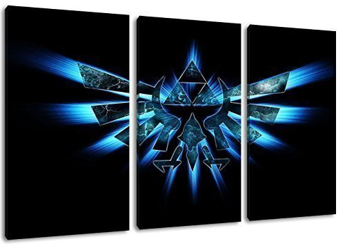 Hyrule Emblem-Zelda Design, 3-Piece Canvas Wall Art, overall size: 120 x 80 CM)-High-Quality Art Print Wandbild. Cheaper than AN oil Painting Warning! Not A Poster! by ps-art