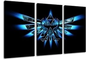 Hyrule Emblem-Zelda Design, 3-Piece Canvas Wall Art, overall size: 120 x 80 CM)-High-Quality Art Print Wandbild. Cheaper than AN oil Painting Warning! Not A Poster! by ps-art
