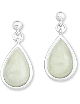 s.Oliver Damen-Ohrhänger 925 Silber rhodiniert Jade grün - 526166