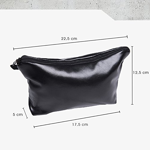Doris Boutique Fu – PU Leder Damen Herren Neutral Wasserfester Kulturtasche Kosmetiktasche Make Up Täschchen Handtasche Brieftasche Reise Zusätze Tasche - 3