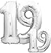 Produktbild Luftballons 19. Geburtstag XXL Silber - Riesen Folienballon in 2 Größen 40" & 16" | 101cm + 40cm Geburtstagsdeko Set | Vier Zahlen | Ideal als Deko | fliegt mit Helium
