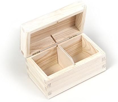 WOODEN TEA BOX 2 / UNPAINTED NEW WOODEN TEA BOX 2 SECTIONS / ART CRAFT DECOUPAGE / WOODENLAND