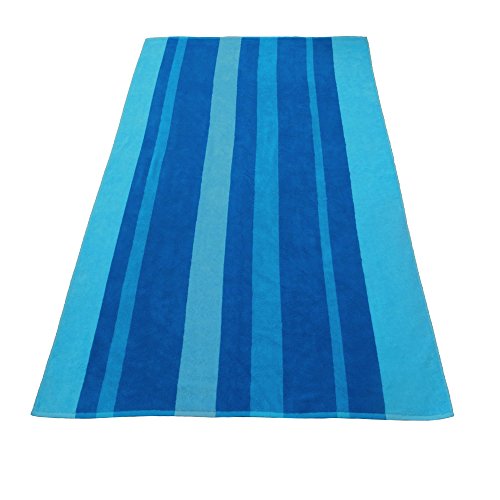 XXL Strandtuch, Duschtuch, Badetuch Blue Stripe im Streifen Design, 180 x 100 cm groß - 2