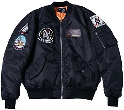 AVIDACE Classic Bomber Jacket Men Nylon Quilted with Patches