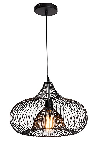Luminaire Charlotte, suspension métal, 40 W, noir, ø 35 x H 25 cm