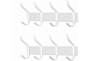 MEIJO Appendiabiti da Parete, Ganci Attaccapanni in Acciaio Inox da Muro Moderno Appendiabiti per Cameretta, Ingresso, Cucina, Bagno (4-Ganci 2pcs, Bianco)