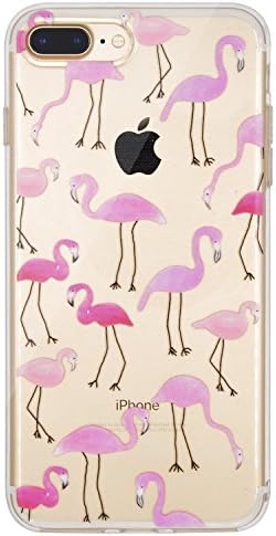 iPhone 7 Plus Case, iPhone 8 Plus Case, OFFLY Transparent Silicone Soft TPU Protection Cover Cute Pattern for Apple iPhone 7 Plus / 8 Plus - Flamingos